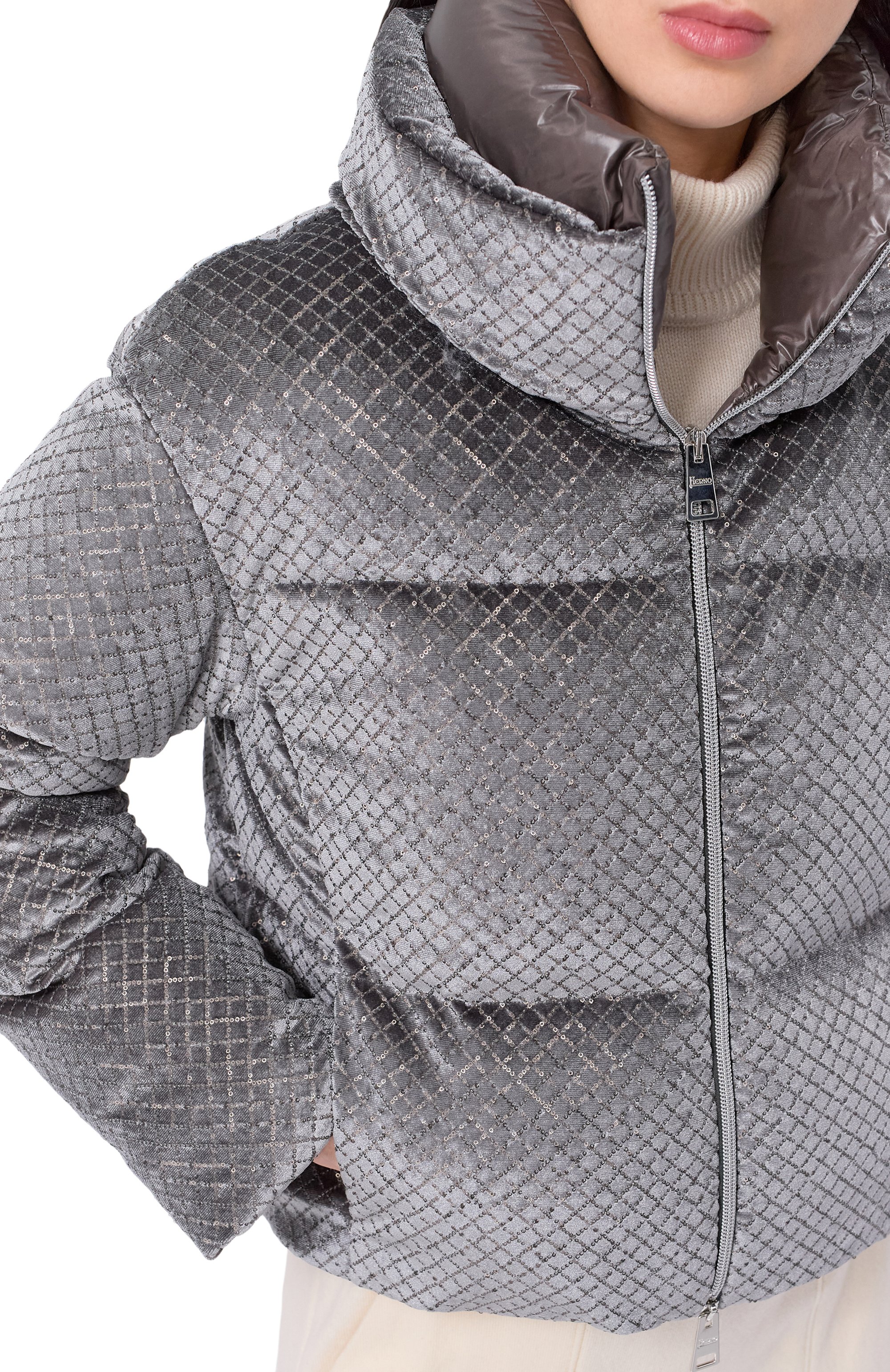 Пуховик с отделкой пайетками HERNO, арт. PI002161D/12751, фото 5