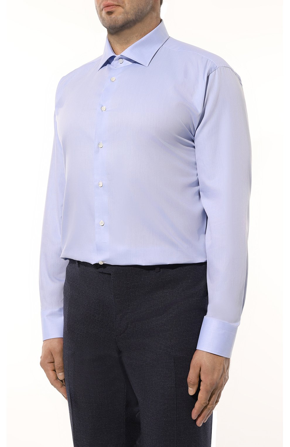 Хлопковая сорочка CANALI голубого цвета по цене 28450 руб., арт. 798/GA60135/31/46-50, фото 4 Хлопковая сорочка CANALI, арт. 798/GA60135/31/46-50, фото 4