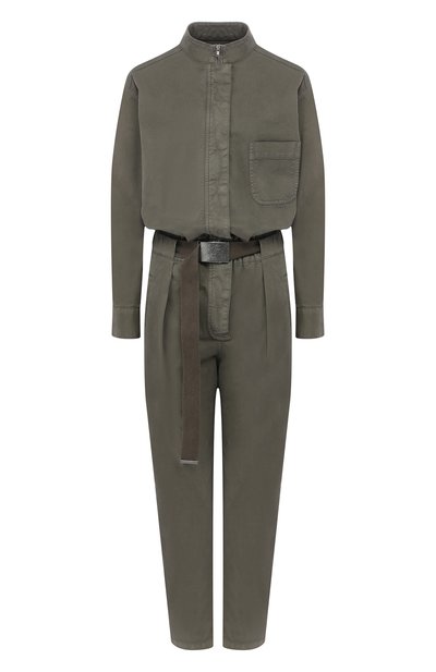 Женский хлопковый комбинезон с поясом BRUNELLO CUCINELLI, арт. MA081P5394
