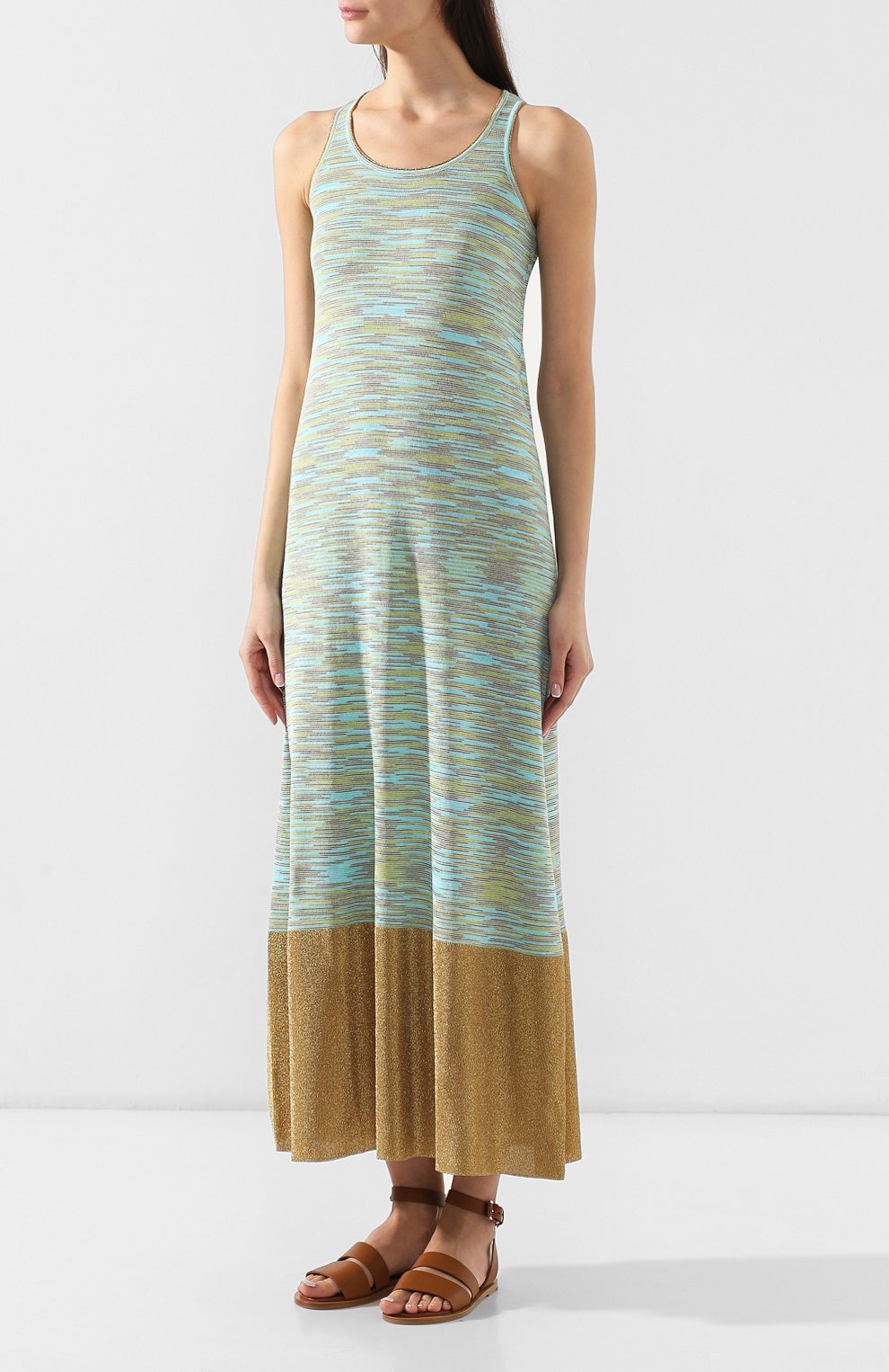 Платье из смеси вискозы и хлопка M MISSONI бирюзового цвета по цене 49950 руб., арт. 2DG00114/2K000I, фото 3 Платье из смеси вискозы и хлопка M MISSONI, арт. 2DG00114/2K000I, фото 3