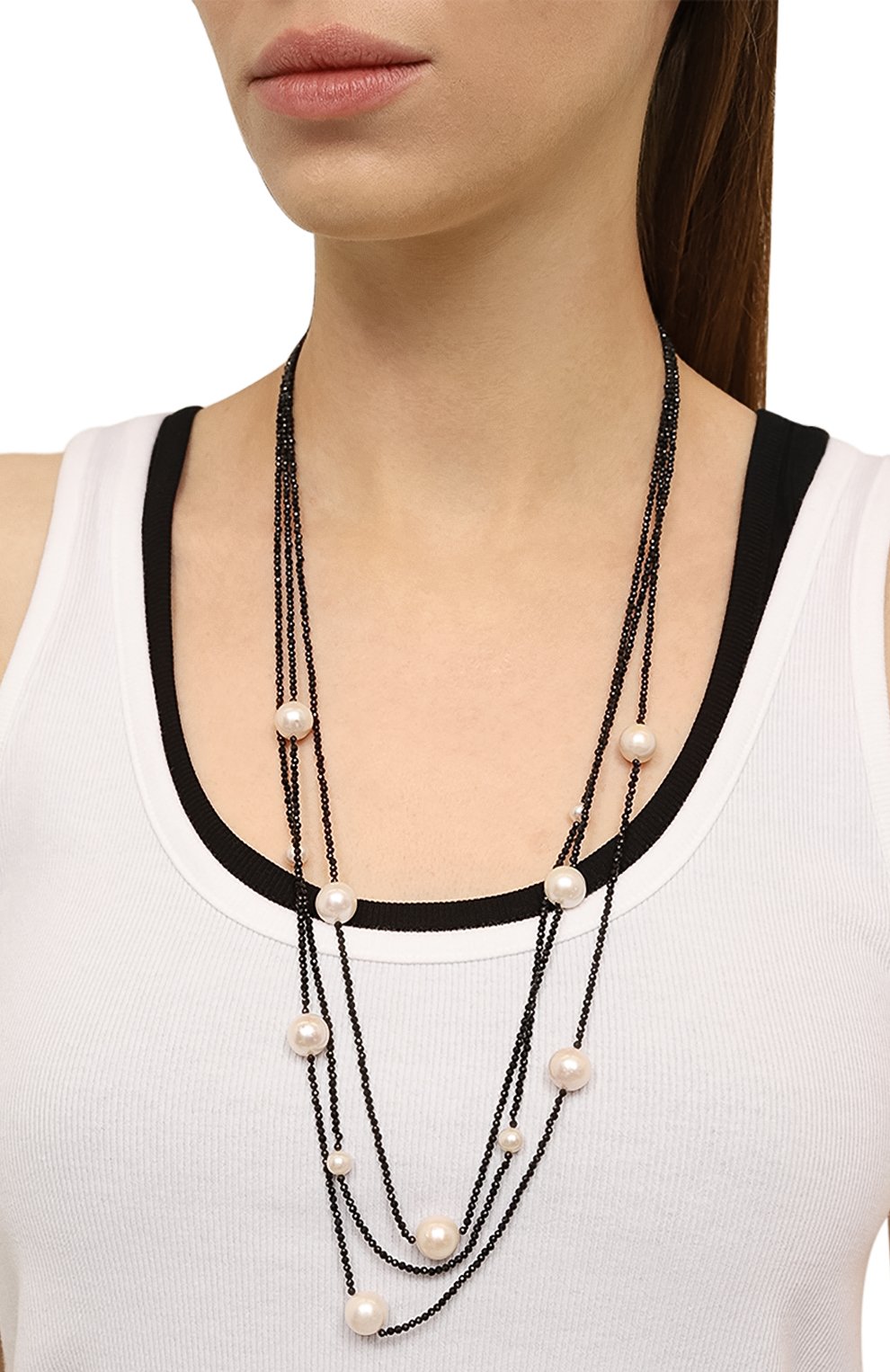 Колье DZHANELLI черно-белого цвета по цене 185000 руб., арт. 00410, фото 2 Колье DZHANELLI, арт. 00410, фото 2