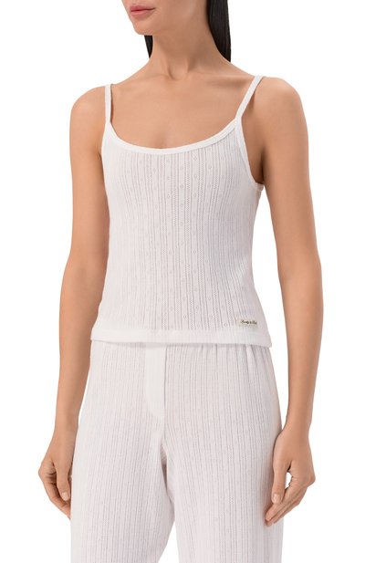 Хлопковый топ SPORTY AND RICH белого цвета по цене 12150 руб., арт. T011076326WH01, фото 3 Хлопковый топ SPORTY AND RICH, арт. T011076326WH01, фото 3