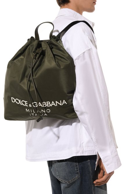 Мужской рюкзак DOLCE & GABBANA хаки цвета, арт. BM2336/AG182 | Фото 2 (Материал сплава: Проставлено; Размер: large; Драгоценные камни: Проставлено; Материал: Текстиль)