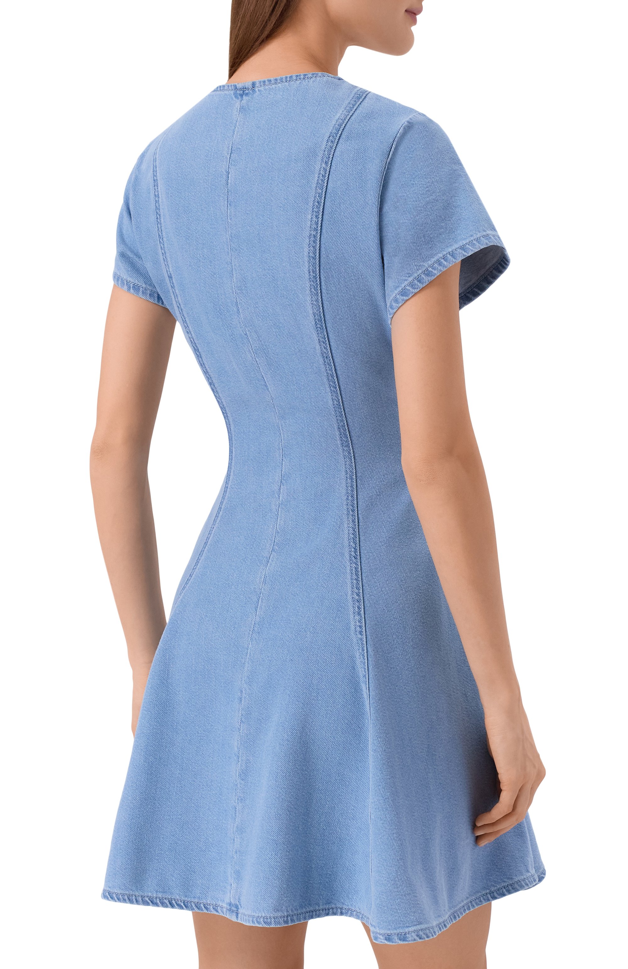 Джинсовое платье 7 FOR ALL MANKIND голубого цвета по цене 37050 руб., арт. 7U7STE38-1BA, фото 3 Джинсовое платье 7 FOR ALL MANKIND, арт. 7U7STE38-1BA, фото 3