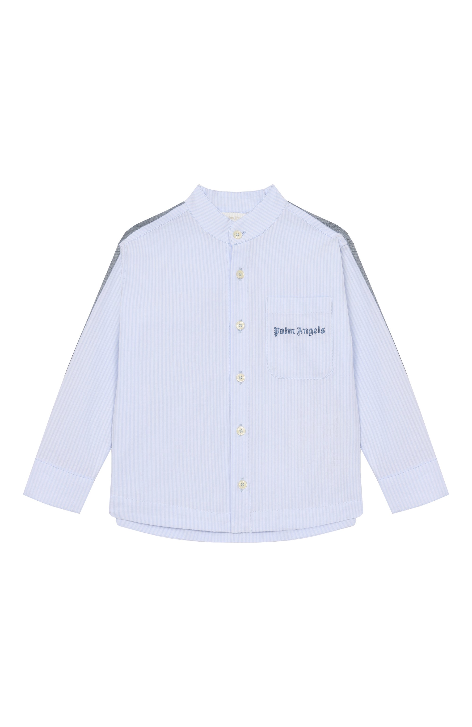 Хлопковая рубашка PALM ANGELS светло-голубого цвета по цене 17950 руб., арт. PBGE008S26FAB001, фото 1 Хлопковая рубашка PALM ANGELS, арт. PBGE008S26FAB001, фото 1