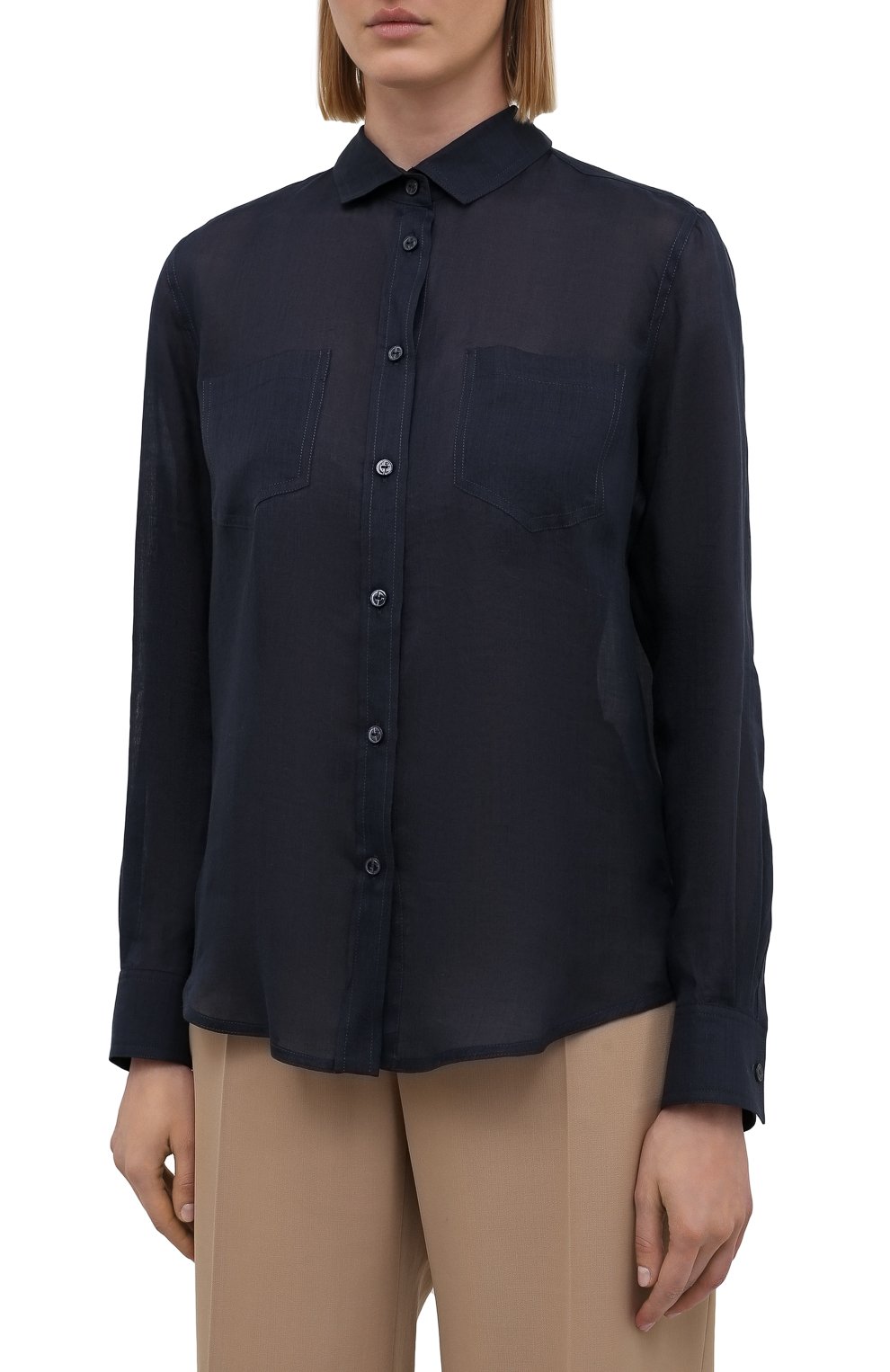 Рубашка GIORGIO ARMANI синего цвета по цене 99450 руб., арт. 1WHCC01L/T00NW, фото 3 Рубашка GIORGIO ARMANI, арт. 1WHCC01L/T00NW, фото 3