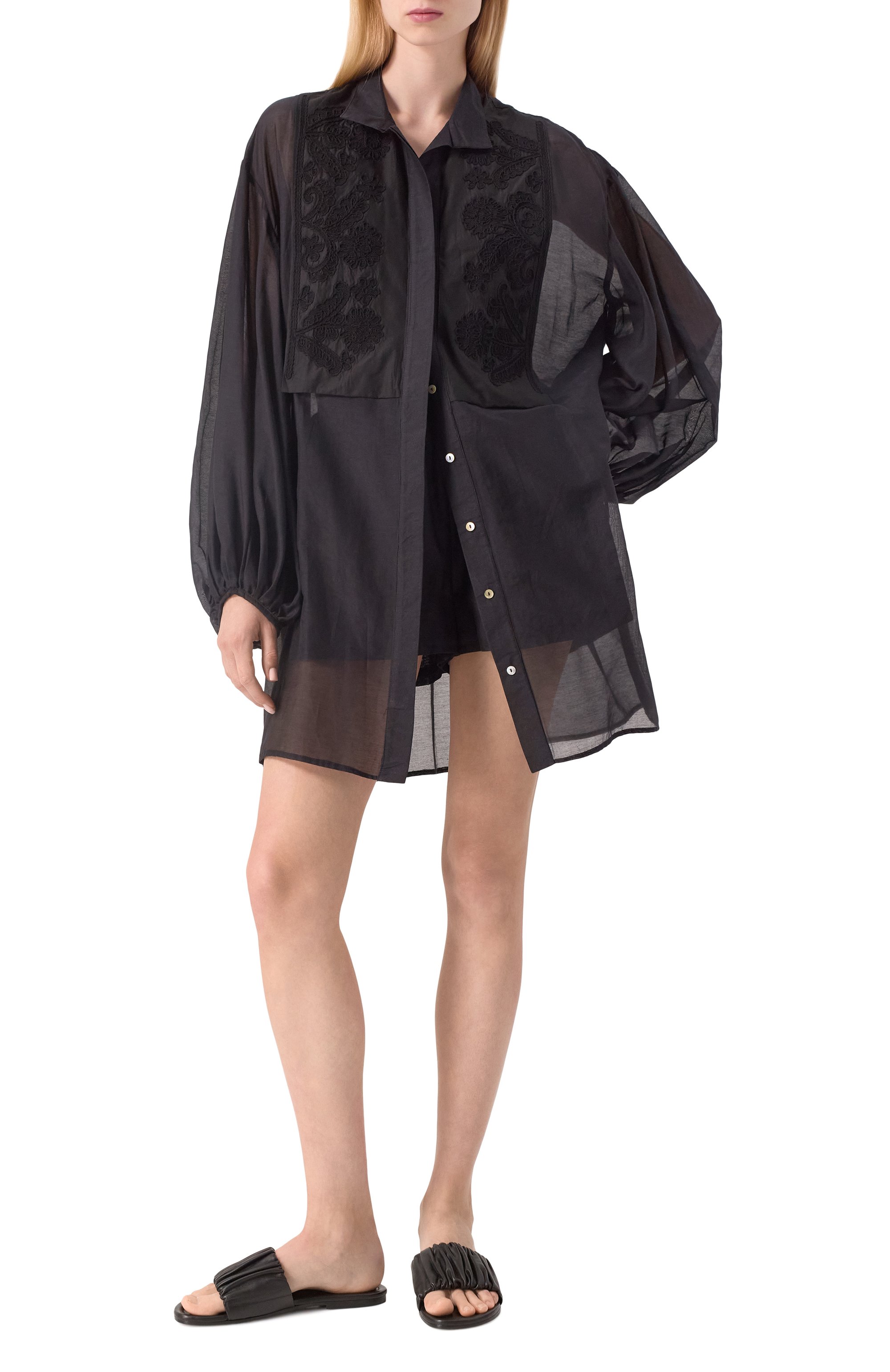 Блузка из хлопка и шелка LILA EUGENIE, арт. 2516, фото 2