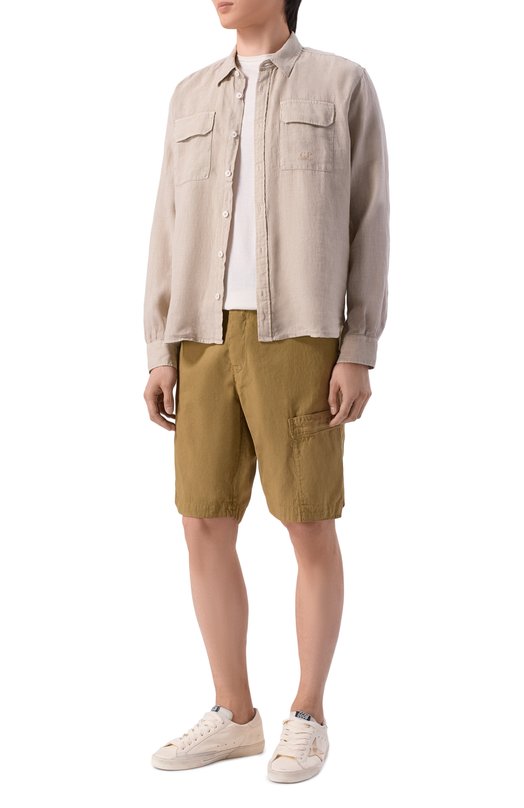 Шорты из хлопка и льна C.P. Company 20CMBE252A/110658G Хаки  20CMBE252A/110658G Фото 2