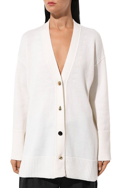 Шерстяной кардиган DONDUP белого цвета по цене 57350 руб., арт. DT277/M00796D 002, фото 3 Шерстяной кардиган DONDUP, арт. DT277/M00796D 002, фото 3