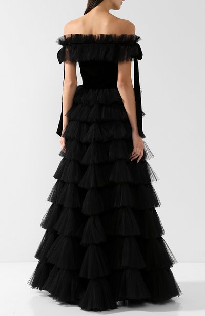 Приталенное платье-бюстье с оборками VALENTINO, арт. QB2VD7P10K8, фото 4