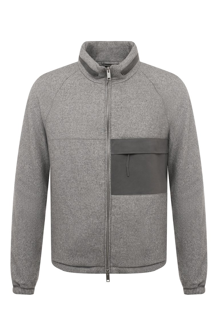 Мужская куртка из шелка и кашемира ZEGNA серого цвета, арт. UCT81A6/C106 | Фото 1 (Материал внешний: Шелк, Кашемир, Шерсть; Рукава: Длинные; Кросс-КТ: Ветровки, Куртка, Легкие; Длина (верхняя одежда): Короткие; Стили: Кэжуэл)