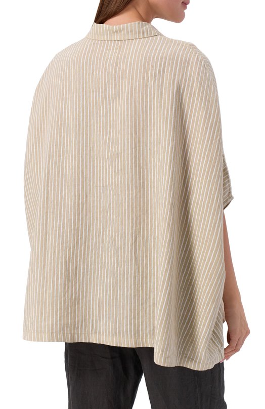 Льняная рубашка 120% Lino 33ALIW1PLA/000G470 Бежевый  33ALIW1PLA/000G470 Фото 4