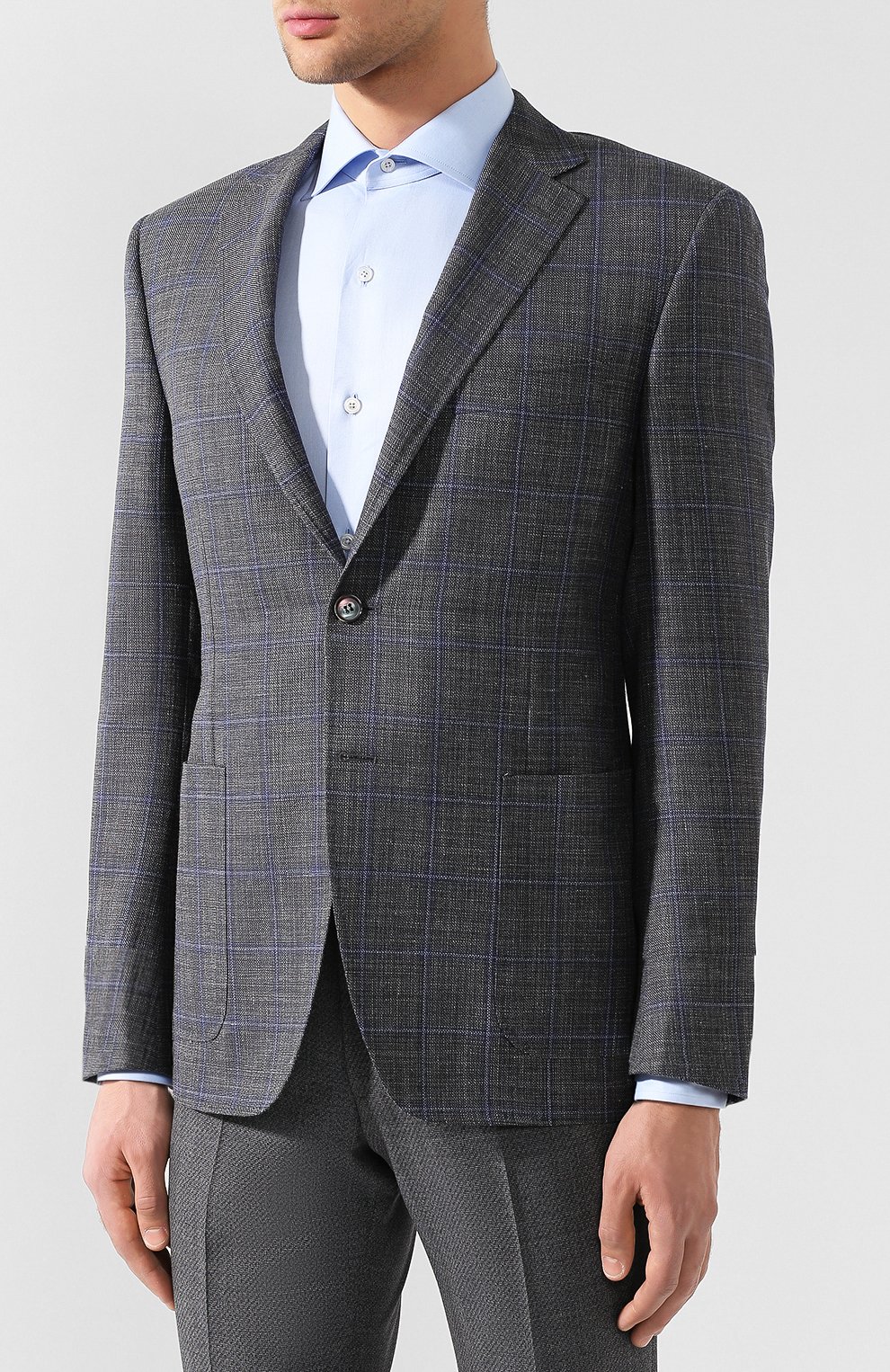 Пиджак из смеси шерсти и шелка CANALI серого цвета по цене 107500 руб., арт. 23291/CF01079/130, фото 3 Пиджак из смеси шерсти и шелка CANALI, арт. 23291/CF01079/130, фото 3