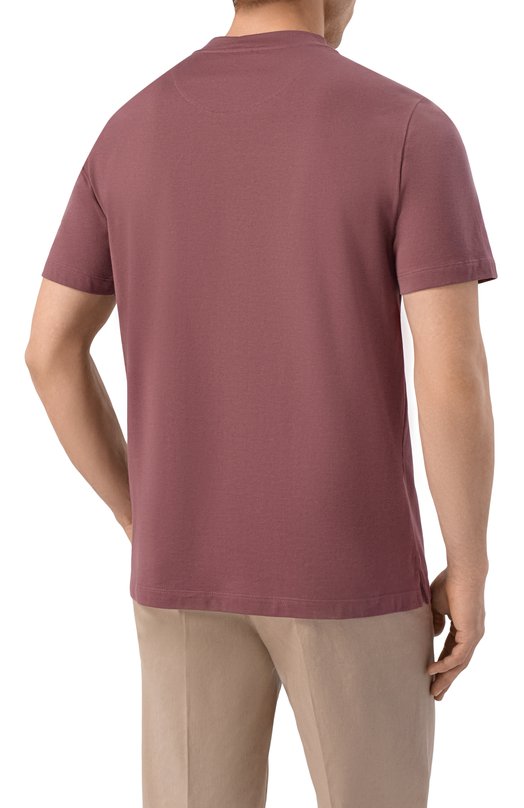 Хлопковая футболка Brioni UJSY0L/0D620 Розовый  UJSY0L/0D620 Фото 4