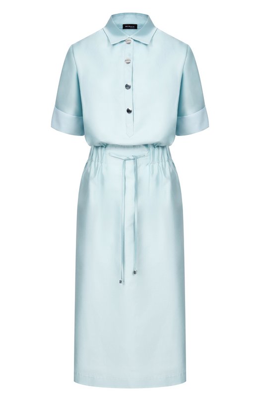 Платье из хлопка и шелка Kiton D49305K09R1921 Голубой D49305K09R1921