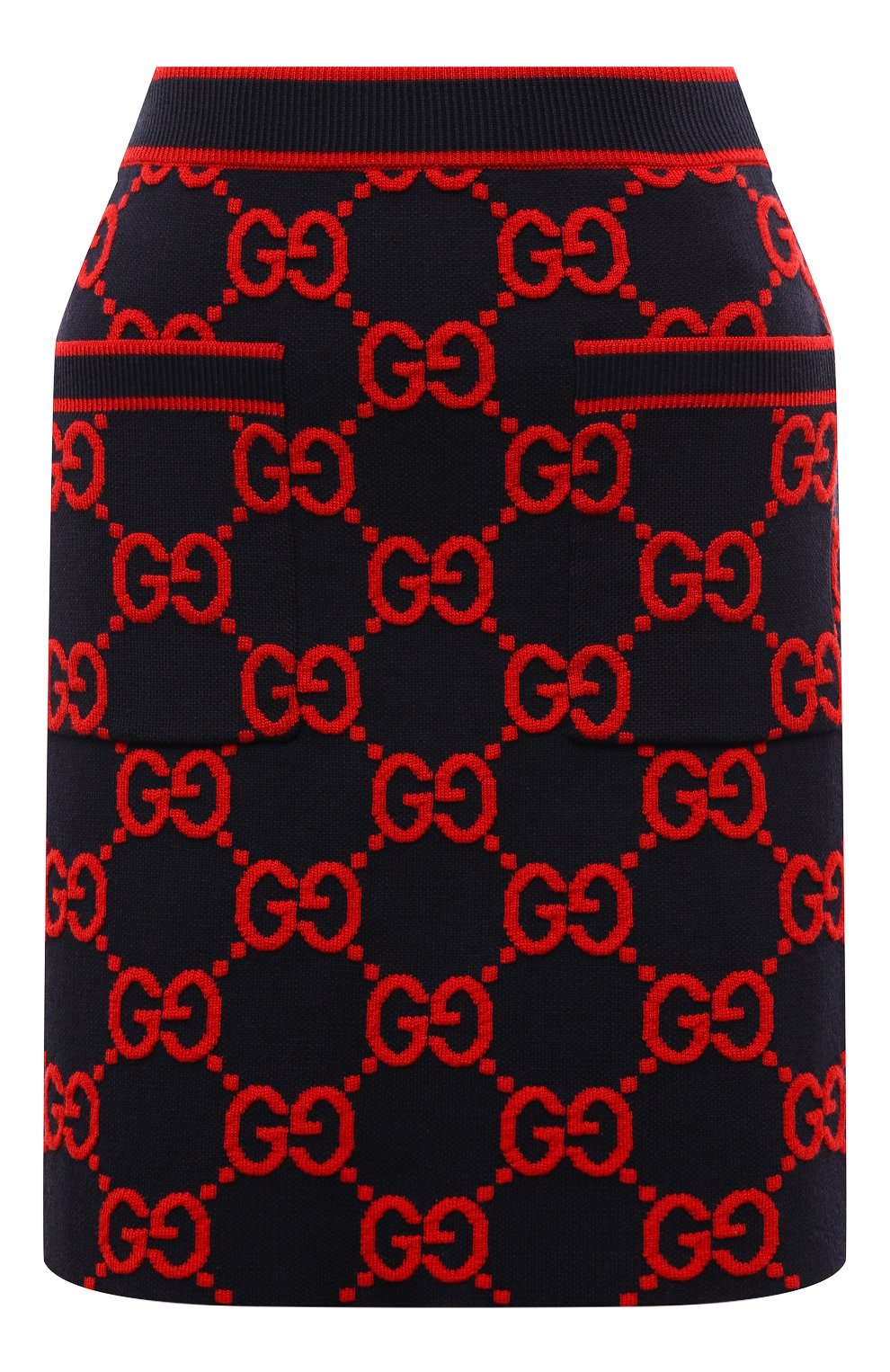 Юбка из хлопка и шерсти GUCCI темно-синего цвета по цене 125500 руб., арт. 743320/XKC8X, фото 1 Юбка из хлопка и шерсти GUCCI, арт. 743320/XKC8X, фото 1