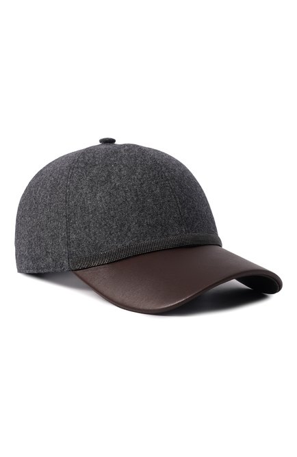 Женская бейсболка из шерсти и кожи BRUNELLO CUCINELLI, арт. MCAP90223