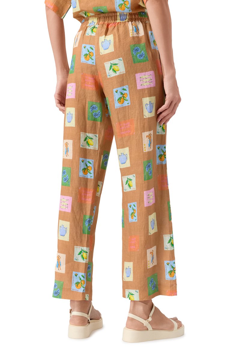 Женский льняные брюки PALM NOOSA светло-коричневого цвета, арт. HALLIE PANTS | Фото 4 (Драгоценные камни: Проставлено; Материал сплава: Проставлено; Длина (брюки, джинсы): Стандартные; Материал внешний: Лен; Стили: Кэжуэл; Кросс-КТ: Пляж)