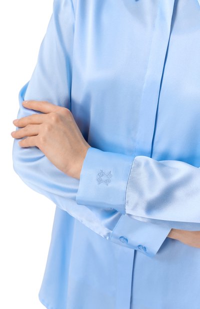 Атласная блузка MAX AND MOI голубого цвета по цене 42100 руб., арт. H23LEVY, фото 5 Атласная блузка MAX AND MOI, арт. H23LEVY, фото 5