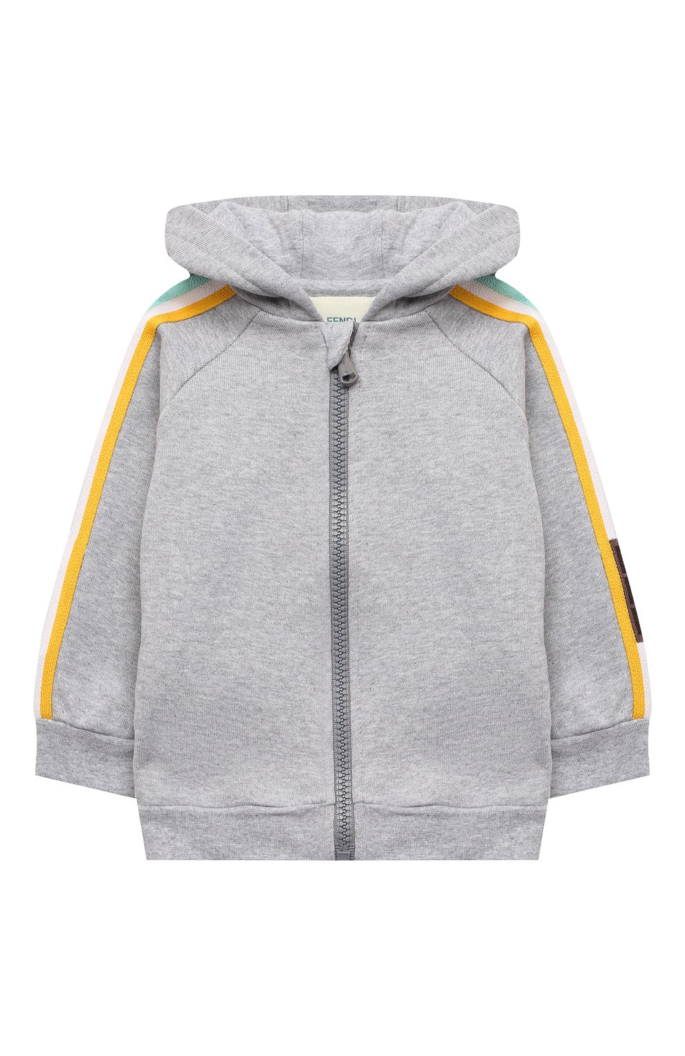 Хлопковая толстовка FENDI серого цвета по цене 39700 руб., арт. BUH027/5V0/12M-24M, фото 1 Хлопковая толстовка FENDI, арт. BUH027/5V0/12M-24M, фото 1