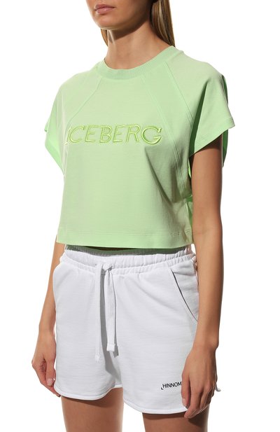 Хлопковая футболка ICEBERG салатового цвета по цене 17000 руб., арт. 22E I2P0/F011/6307, фото 3 Хлопковая футболка ICEBERG, арт. 22E I2P0/F011/6307, фото 3