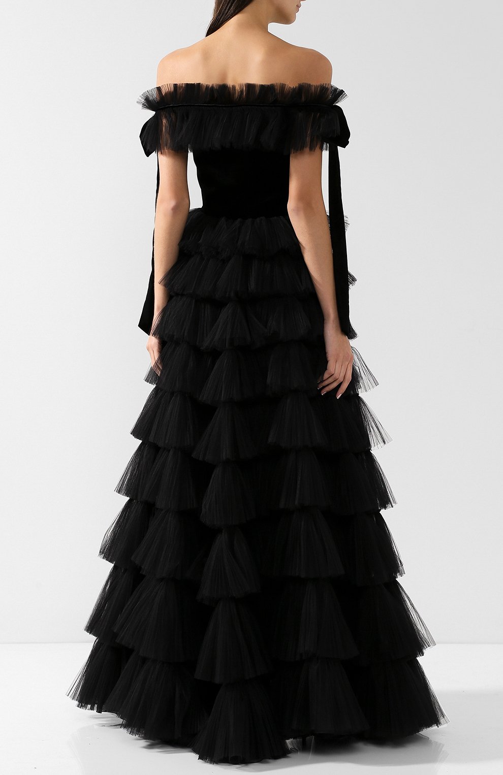 Приталенное платье-бюстье с оборками VALENTINO, арт. QB2VD7P10K8, фото 4