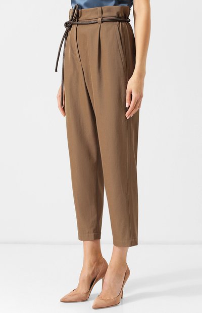 Укороченные брюки из смеси шерсти и хлопка с поясом BRUNELLO CUCINELLI, арт. MA033P6708, фото 3