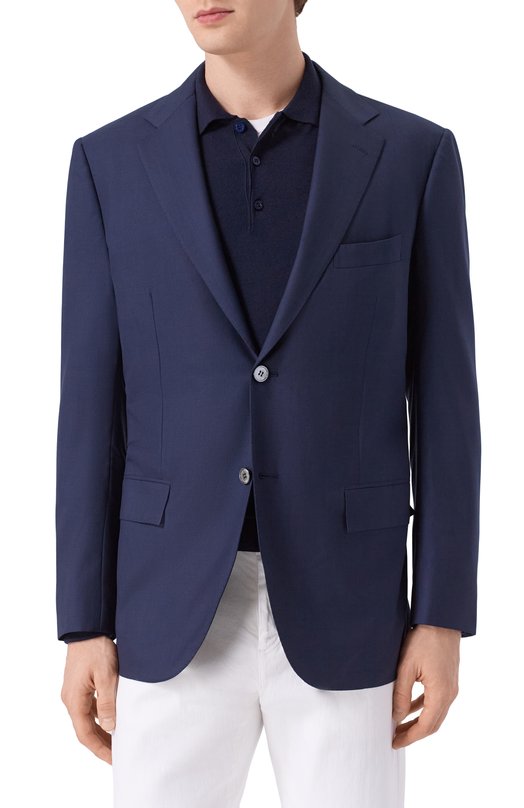 Шерстяной пиджак Kiton UG81K0982823 Синий  UG81K0982823 Фото 4