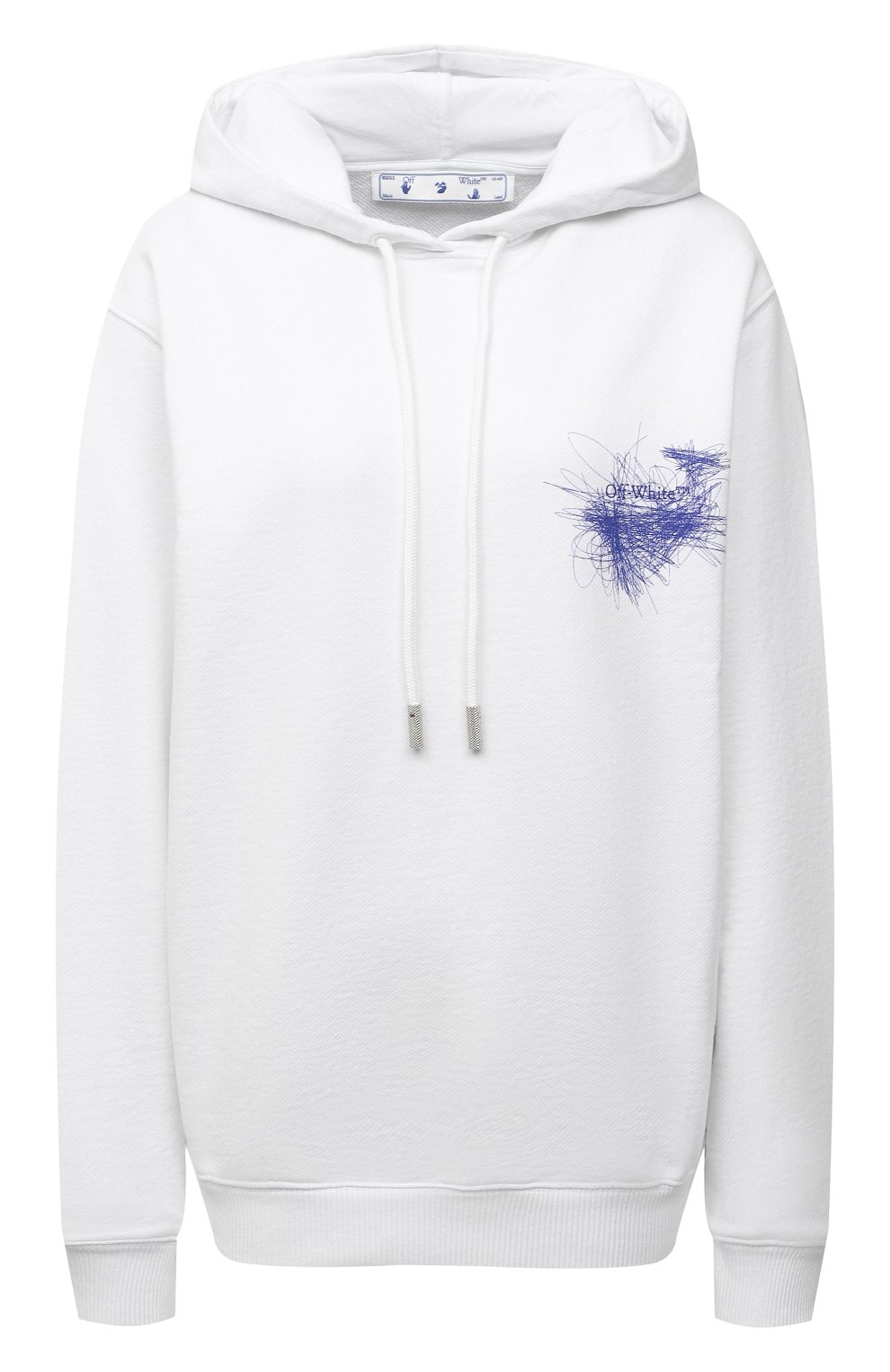 Хлопковое худи OFF-WHITE белого цвета по цене 58600 руб., арт. 0WBB035F21JER008, фото 1 Хлопковое худи OFF-WHITE, арт. 0WBB035F21JER008, фото 1