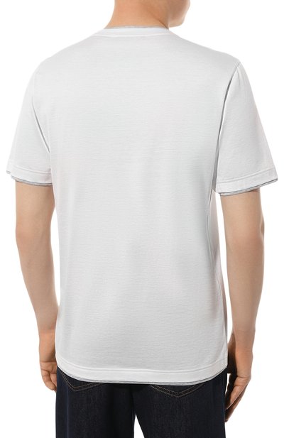 Футболка из шелка и хлопка GRAN SASSO белого цвета по цене 30700 руб., арт. 60123/78410, фото 4 Футболка из шелка и хлопка GRAN SASSO, арт. 60123/78410, фото 4