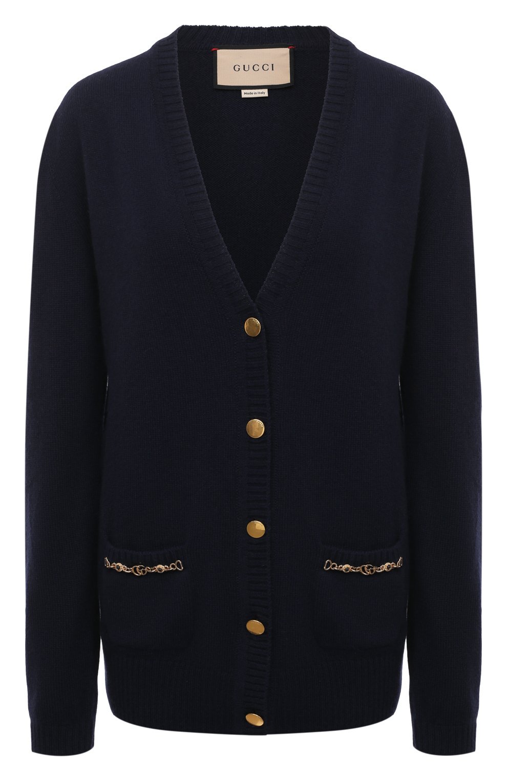 Кашемировый кардиган GUCCI темно-синего цвета по цене 230400 руб., арт. 662187 XKBYJ, фото 1 Кашемировый кардиган GUCCI, арт. 662187 XKBYJ, фото 1