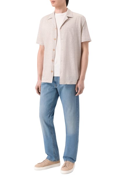 Мужская рубашка изо льна и хлопка BRIONI, арт. UJPF0L/PD604