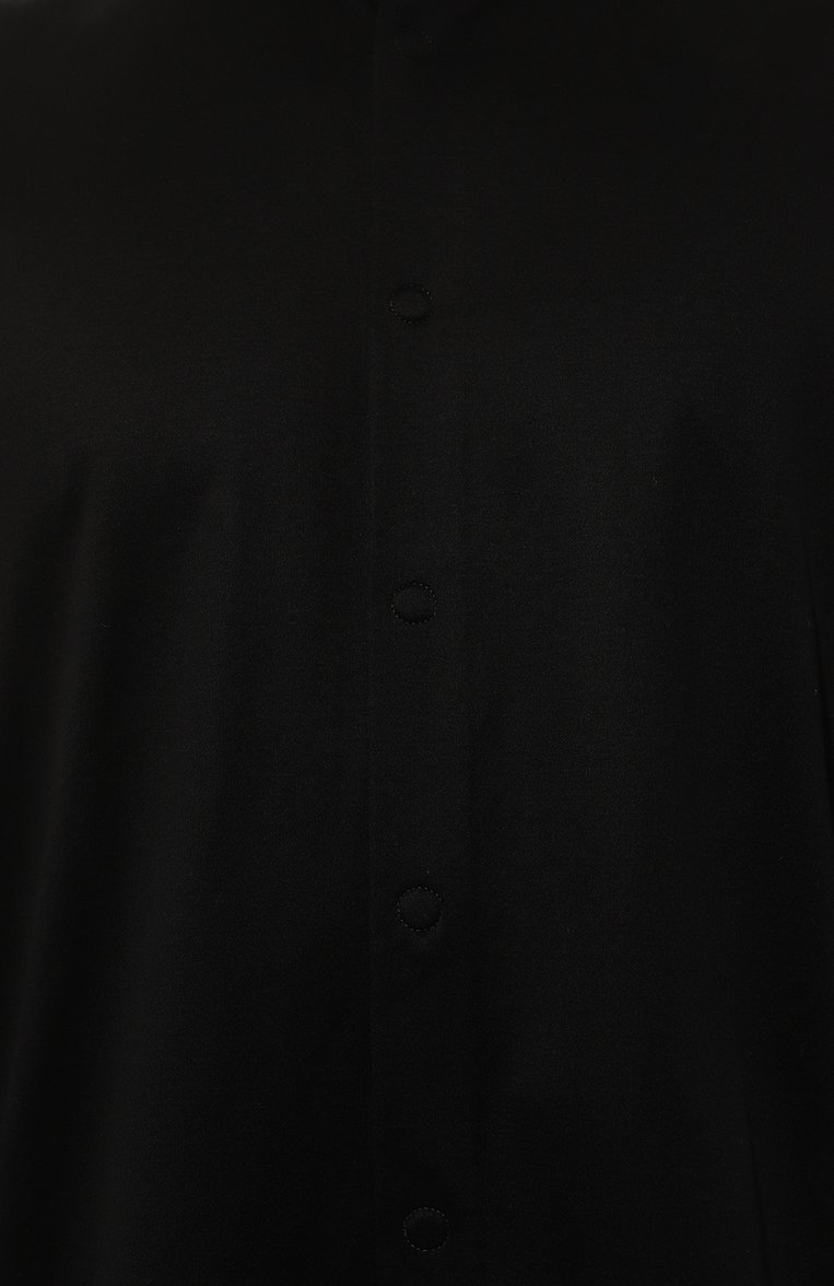 Мужская хлопковая рубашка GIORGIO ARMANI черного цвета, арт. 3WGCC07Y/JZ070 | Фото 5 (Материал внешний: Хлопок; Длина (для топов): Стандартные; Рукава: Длинные; Рубашки М: Regular Fit; Случай: Повседневный; Манжеты: На кнопках; Принт: Однотонные; Стили: Кэжуэл, Минимализм; Автоматизация ТО: Проставлено; Автоматизация состава: Проставлено; Детали: Без декора; Воротник: Стойка)
