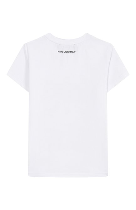 Детская хлопковая футболка KARL LAGERFELD KIDS белого цвета, арт. Z30494 | Фото 2 (Драгоценные камни: Проставлено; Материал внешний: Хлопок; Рукава: Короткие; Материал сплава: Проставлено)