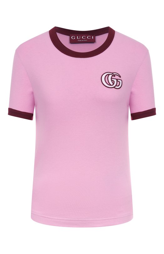 Хлопковая футболка Gucci 818787/XJG5A Розовый 818787/XJG5A