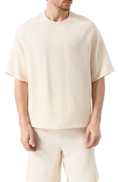Мужская хлопковая футболка JIL SANDER кремового цвета, арт. J22GC0199/J20258 | Фото 3 (Рукава: 3/4; Длина (для топов): Стандартные; Принт: Без принта; Стили: Минимализм; Материал внешний: Хлопок, Синтетический материал; Мужское Кросс-КТ: Футболка-одежда; Кросс-КТ: Джерси; Автоматизация состава: Проставлено; Автоматизация ТО: Проставлено)