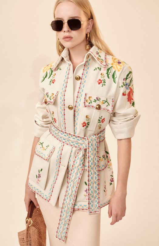 Хлопковый жакет Valentino 6B3DC04J918 Кремовый  6B3DC04J918 Фото 6