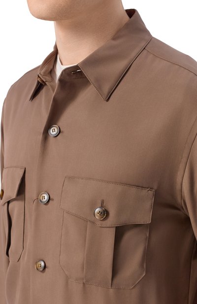 Рубашка из лиоцелла CANALI коричневого цвета по цене 122000 руб., арт. 31019/AE05574, фото 5 Рубашка из лиоцелла CANALI, арт. 31019/AE05574, фото 5