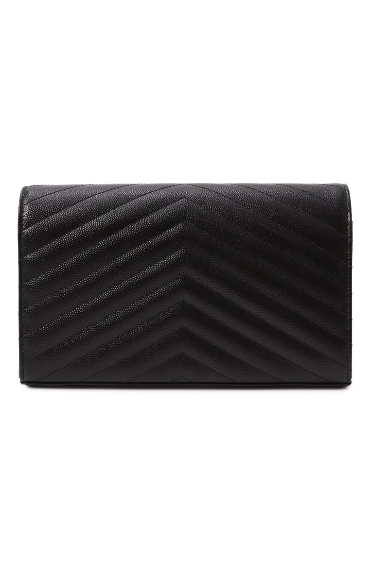 Женский клатч monogram SAINT LAURENT черного цвета, арт. 377828/B0W08 | Фото 6 (Размер: small; Материал: Натуральная кожа; Ремень/цепочка: На ремешке; Сумки-технические: Сумки через плечо; Женское Кросс-КТ: Клатч-клатчи; Ювелирные украшения: Назначено; Драгоценные камни: Проставлено; Материал сплава: Проставлено)