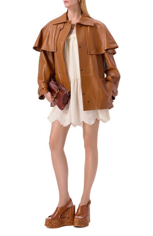Кожаная куртка Chloé CHC24WCM20202 Коричневый  CHC24WCM20202 Фото 2