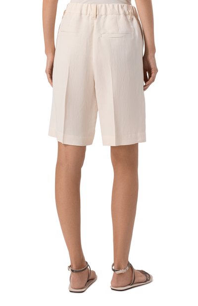 Шорты из вискозы и льна BRUNELLO CUCINELLI кремового цвета по цене 112500 руб., арт. MH126P8612, фото 4 Шорты из вискозы и льна BRUNELLO CUCINELLI, арт. MH126P8612, фото 4