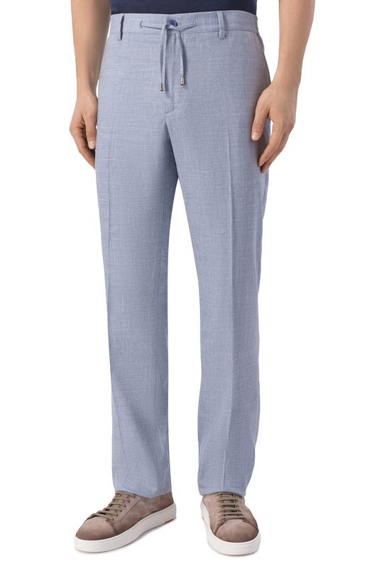 Брюки изо льна и шерсти Stefano Ricci M1T610002H/WL003L Голубой  M1T610002H/WL003L Фото 3