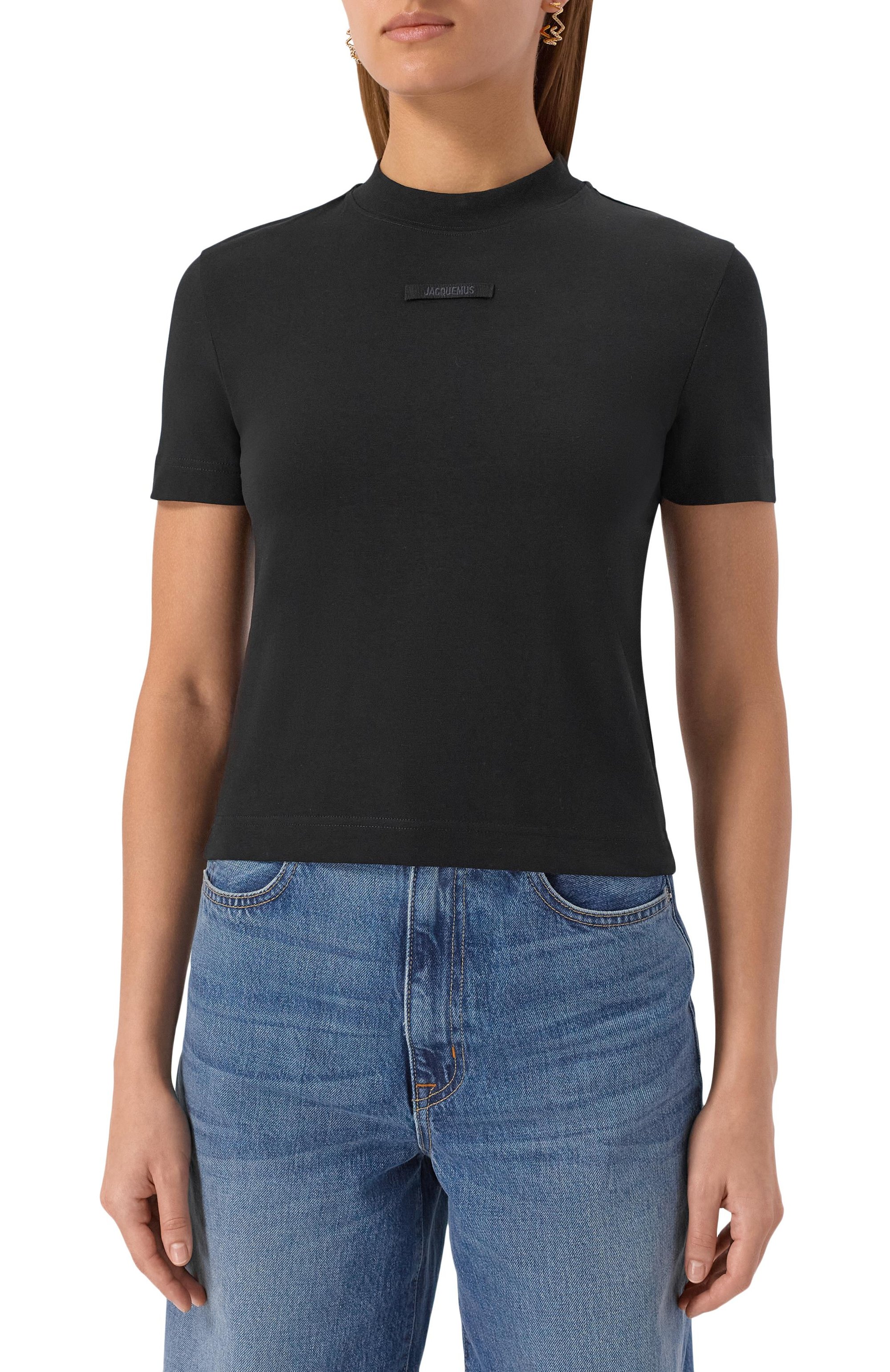 Хлопковая футболка JACQUEMUS черного цвета по цене 25100 руб., арт. 24ETSW00133/AJ00124, фото 3 Хлопковая футболка JACQUEMUS, арт. 24ETSW00133/AJ00124, фото 3