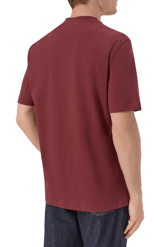 Хлопковая футболка Brunello Cucinelli M0B138440 Бордовый  M0B138440 Фото 4