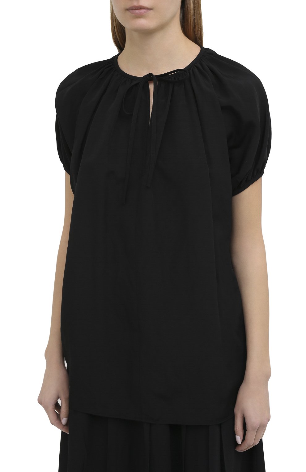Топ из вискозы и льна JIL SANDER черного цвета по цене 49950 руб., арт. JSCR560606-WR391000, фото 3 Топ из вискозы и льна JIL SANDER, арт. JSCR560606-WR391000, фото 3