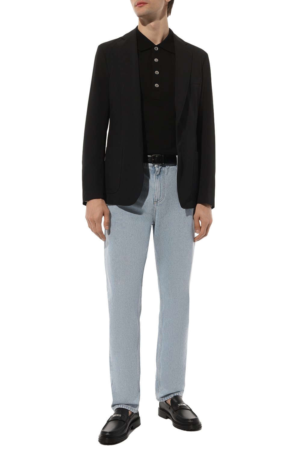 Хлопковое поло BALMAIN черного цвета по цене 65450 руб., арт. DH1GB000/JB82, фото 2 Хлопковое поло BALMAIN, арт. DH1GB000/JB82, фото 2