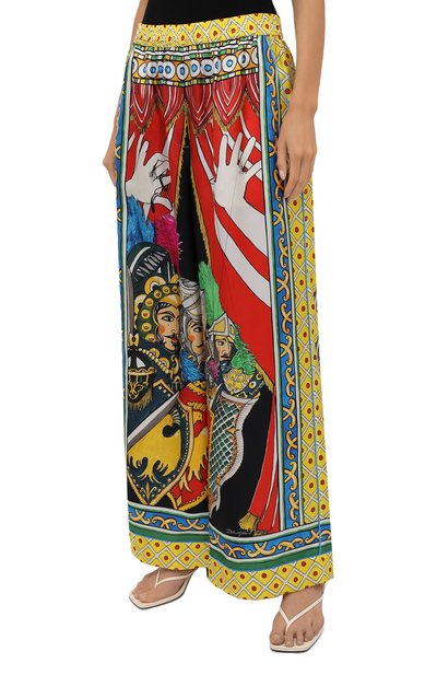 Шелковые брюки DOLCE & GABBANA разноцветного цвета по цене 150500 руб., арт. FTAMPT/GDS12, фото 3 Шелковые брюки DOLCE & GABBANA, арт. FTAMPT/GDS12, фото 3