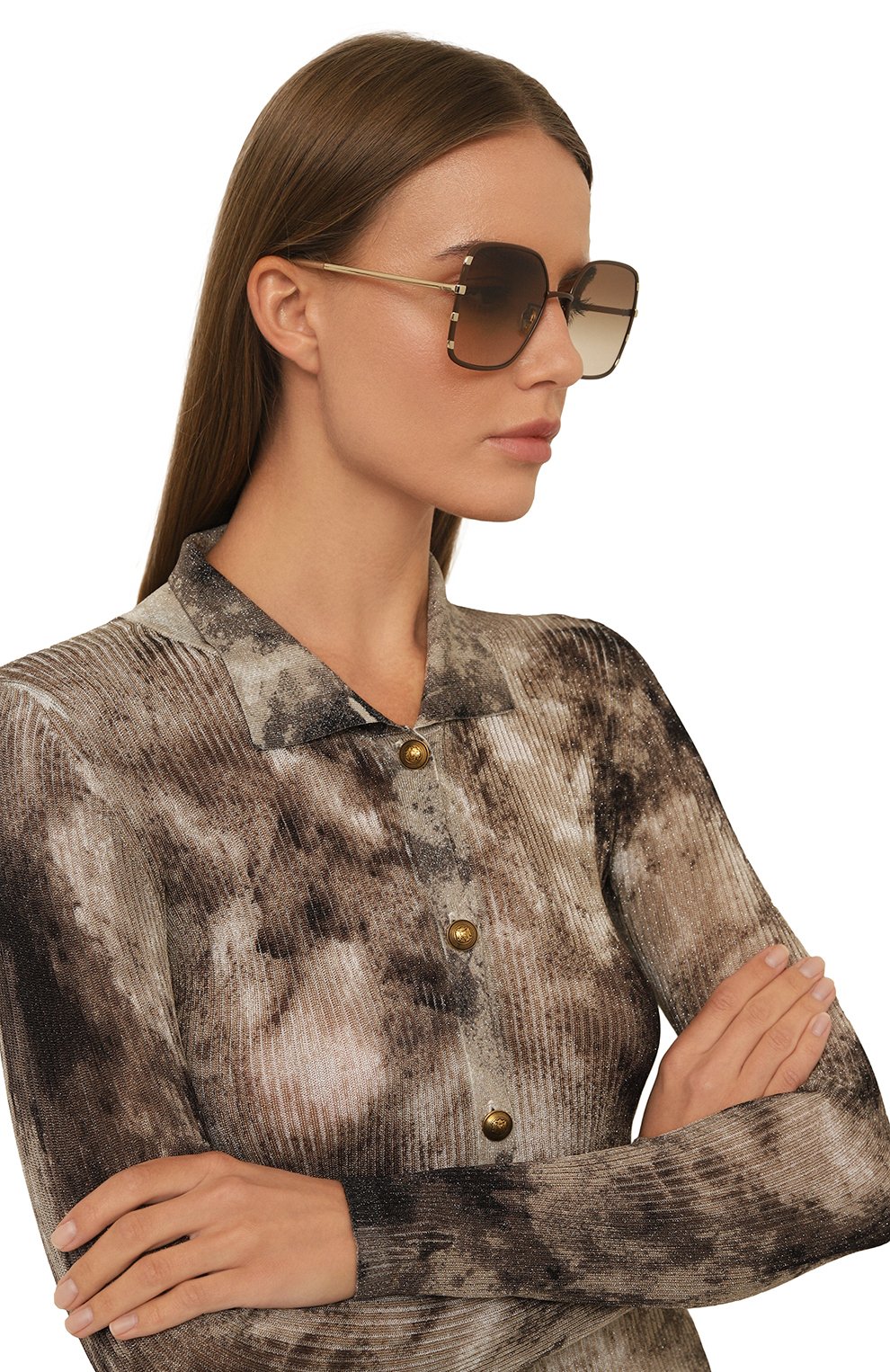 Солнцезащитные очки CHLOÉ коричневого цвета по цене 49950 руб., арт. CH0143S 005, фото 2 Солнцезащитные очки CHLOÉ, арт. CH0143S 005, фото 2