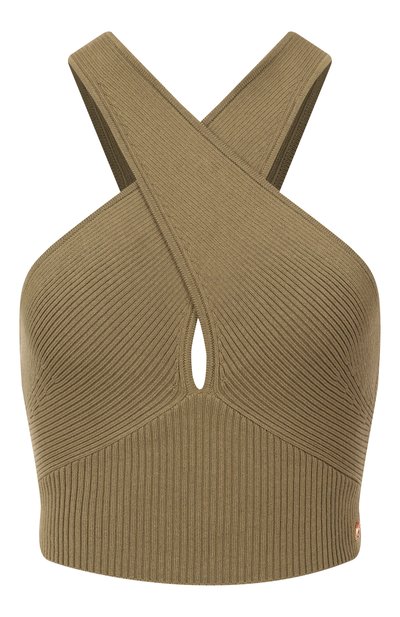 Хлопковый топ REPLAY хаки цвета по цене 12550 руб., арт. DK3857.000.G23776A, фото 1 Хлопковый топ REPLAY, арт. DK3857.000.G23776A, фото 1