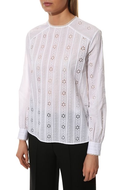 Хлопковая блузка CELINE белого цвета по цене 175000 руб., арт. 2B551707P, фото 3 Хлопковая блузка CELINE, арт. 2B551707P, фото 3